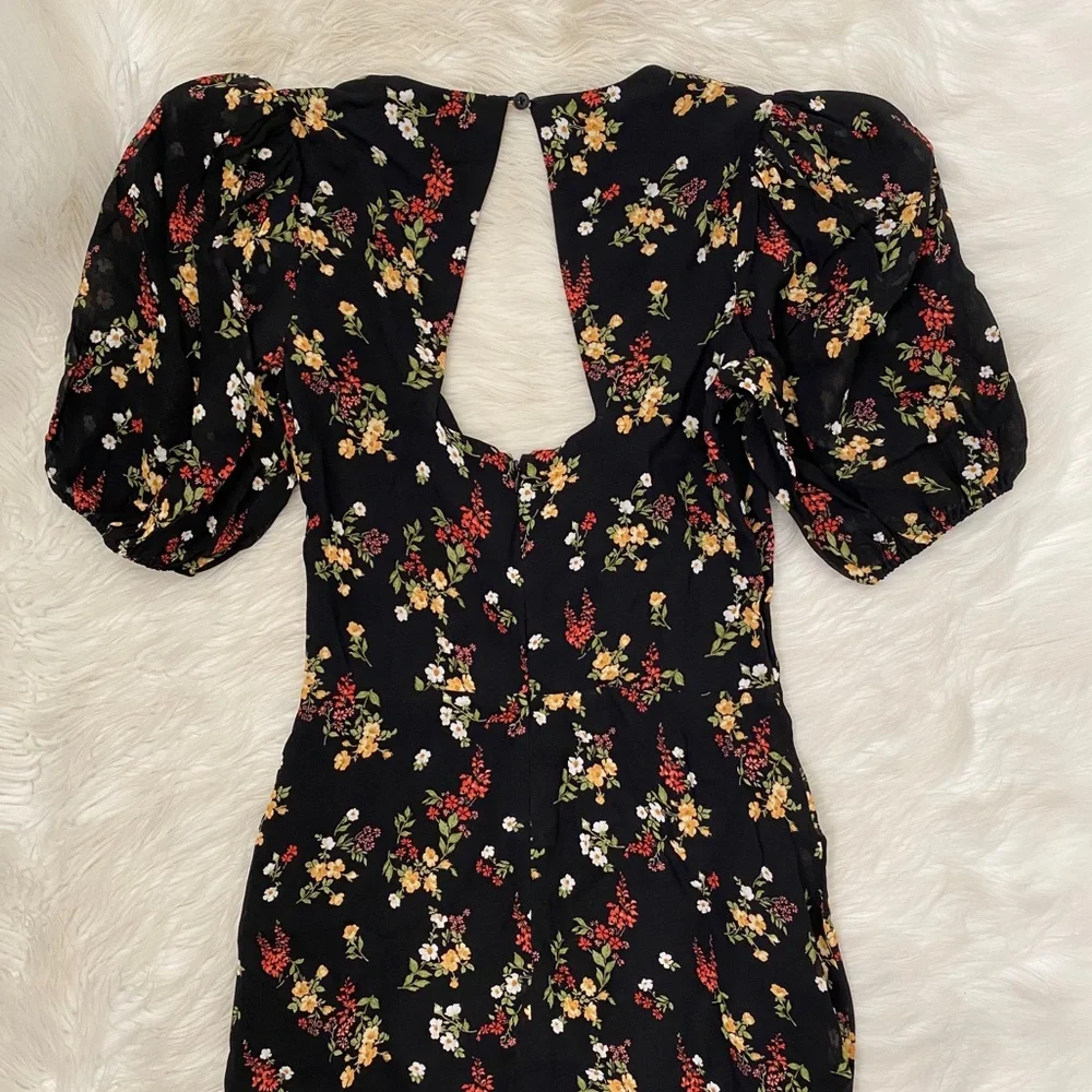 Reformation Black Floral Midi Dress - Picture 6 of 9